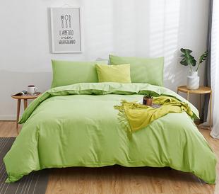 纯草绿色纯棉四件套净色床单被套被罩床笠素色嫩绿色全棉床上用品